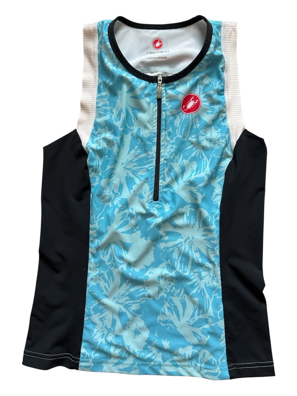 CASTELLI HIGH PERFORMANCE FREE TRI SINGLET TOP ZIP FRONT REAR POCKETS LARGE BLUE